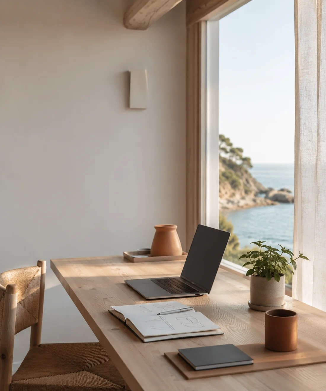 Espacio de trabajo luminoso y creativo